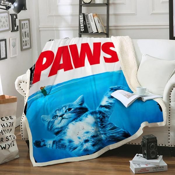 Paws Cat Sherpa Fleece Blanket