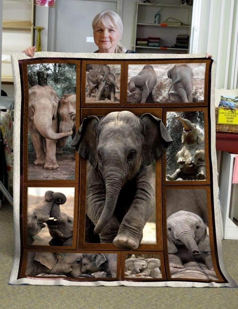 Pb Elephant Sherpa Fleece Blanket