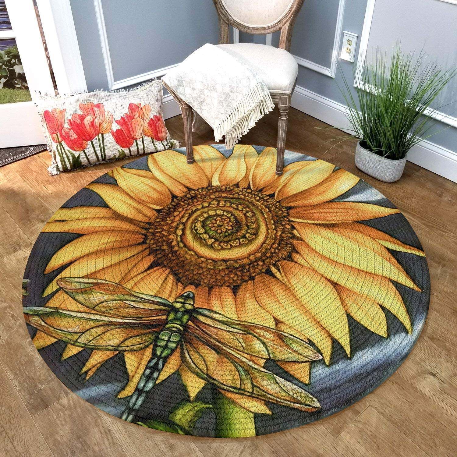 Peace And Love Round Carpet