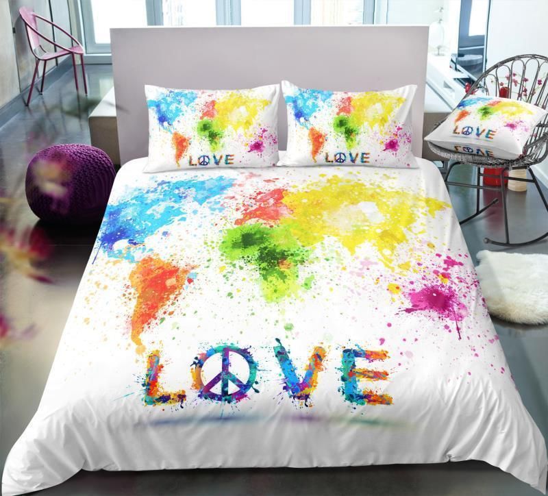 Peace And Love Map Symbol Bedding Set