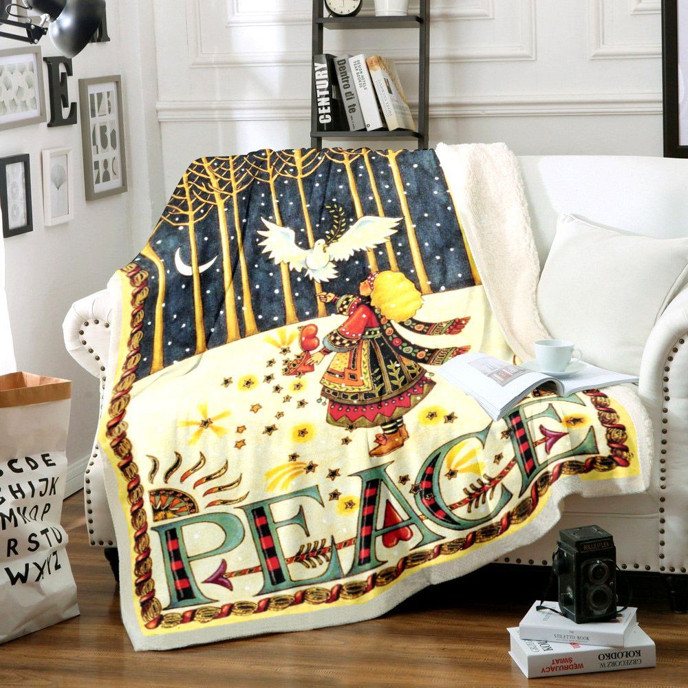 Peace Bird And Kid Sherpa Fleece