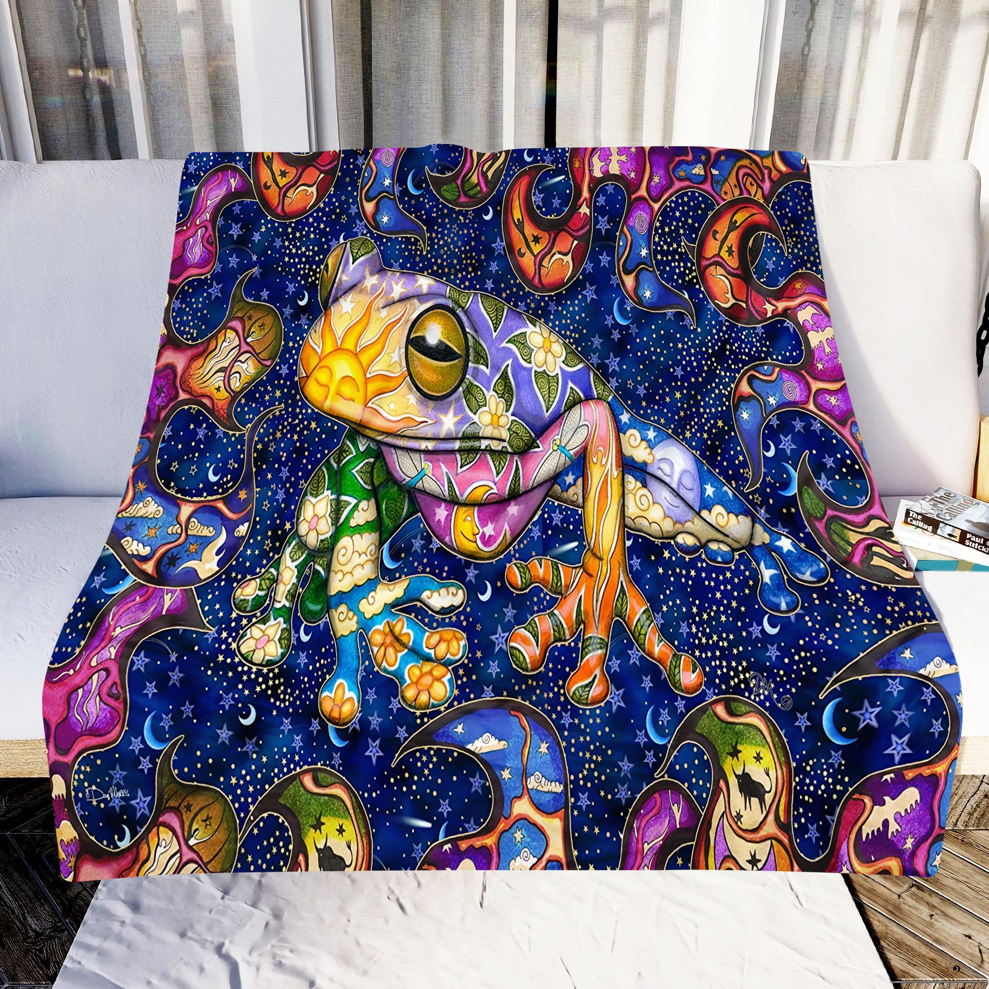 Peace Frog Tapestry Fleece Blanket
