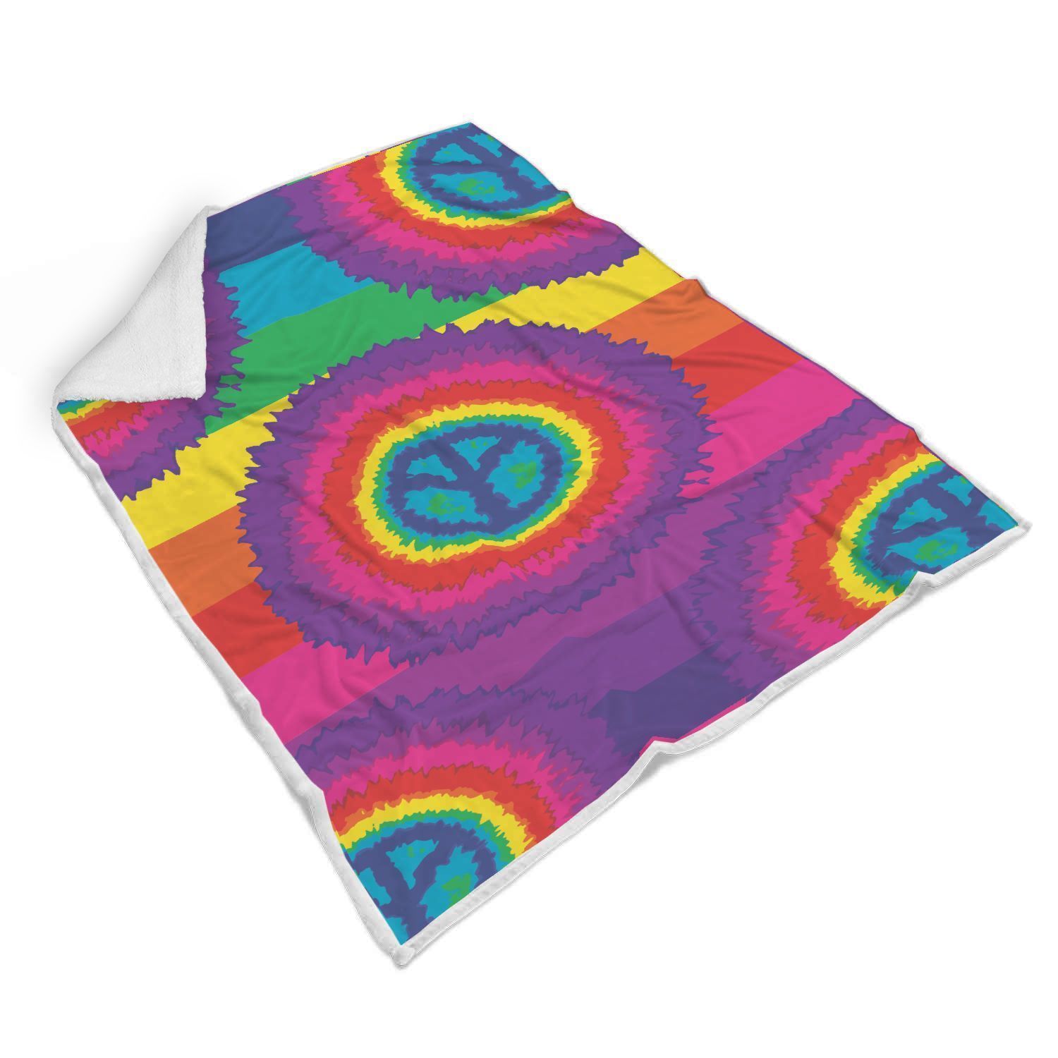 Peace Hippie Tie Dye Sherpa Fleece Blanket