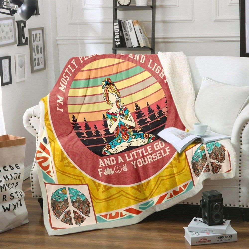 Peace Love And Light Sherpa Fleece Blanket