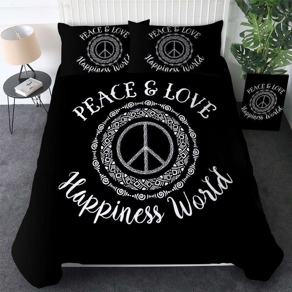 Peace Love Happiness World Bedding Set