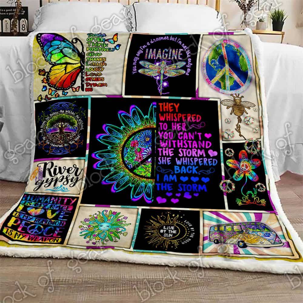Peace.Love.Hippie Fleece Blanket