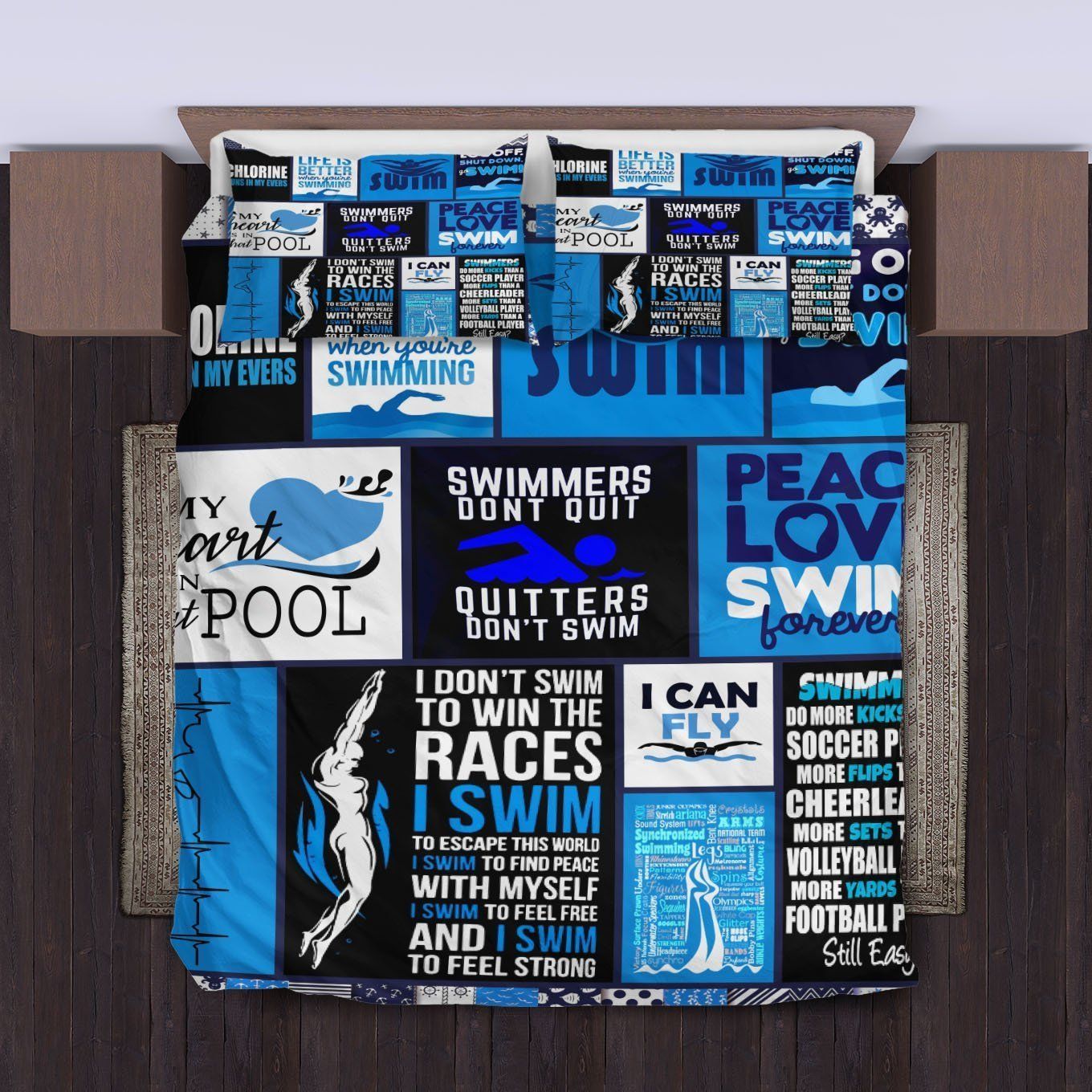 Peace Love Swim Forever Bedding Set