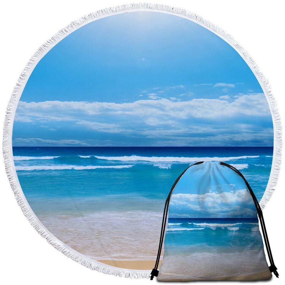 Peace Of The Beach View Printed Round Beach Towel