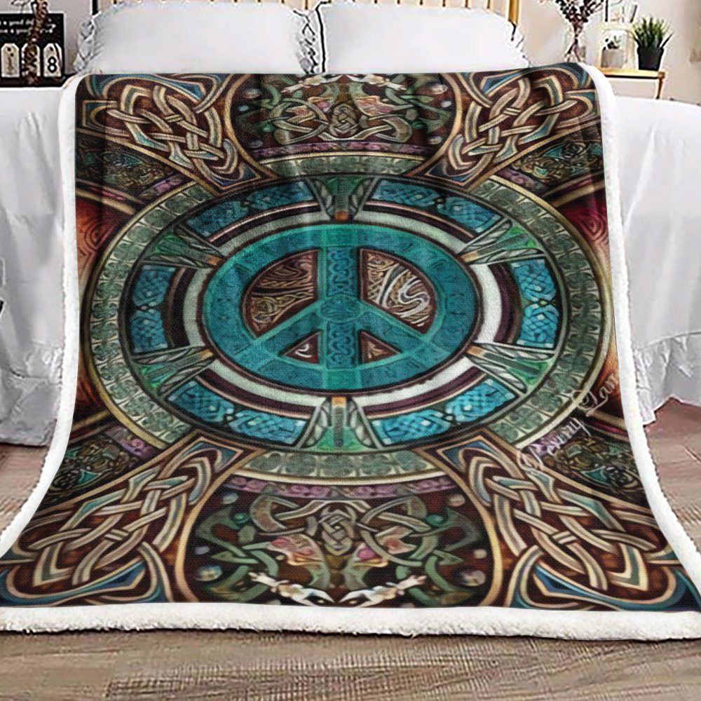 Peace Symbols Celtic Sherpa Fleece Blanket