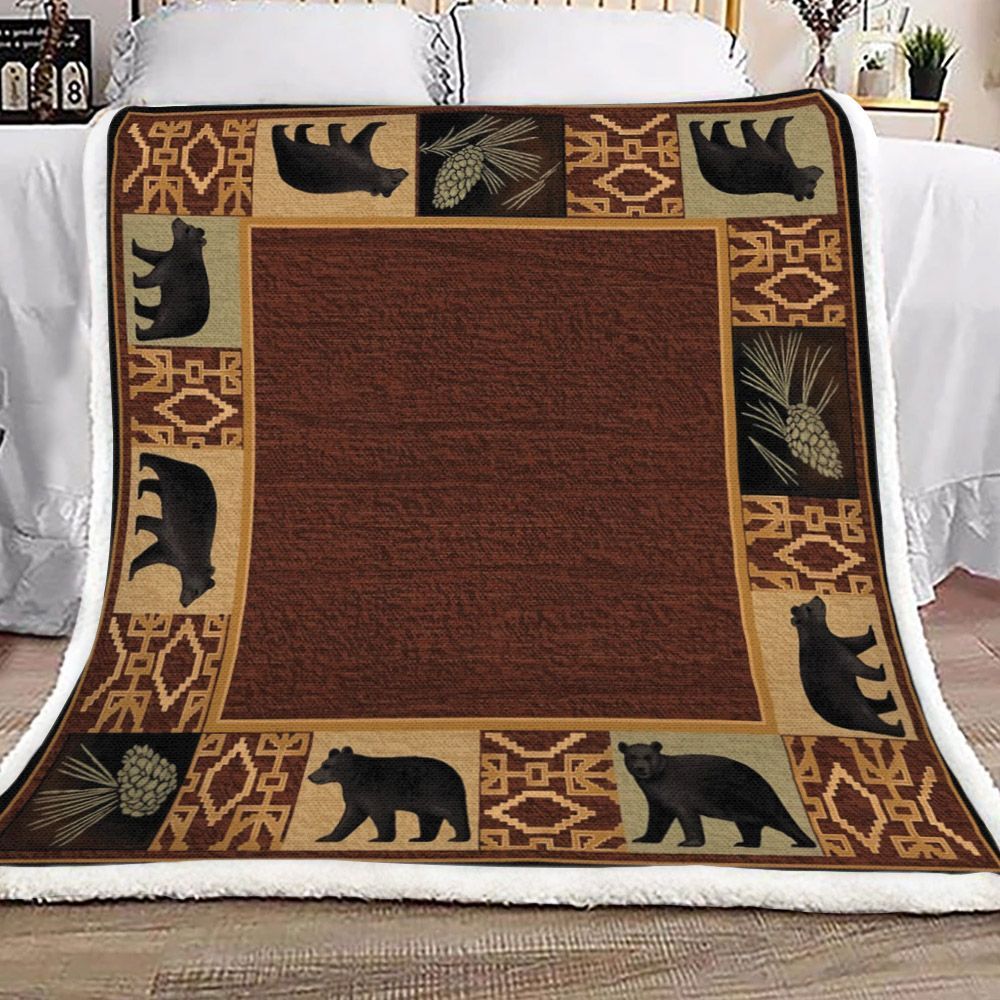 Peaceful Habitat Black Bear Hunting Season Sherpa Fleece Blanket