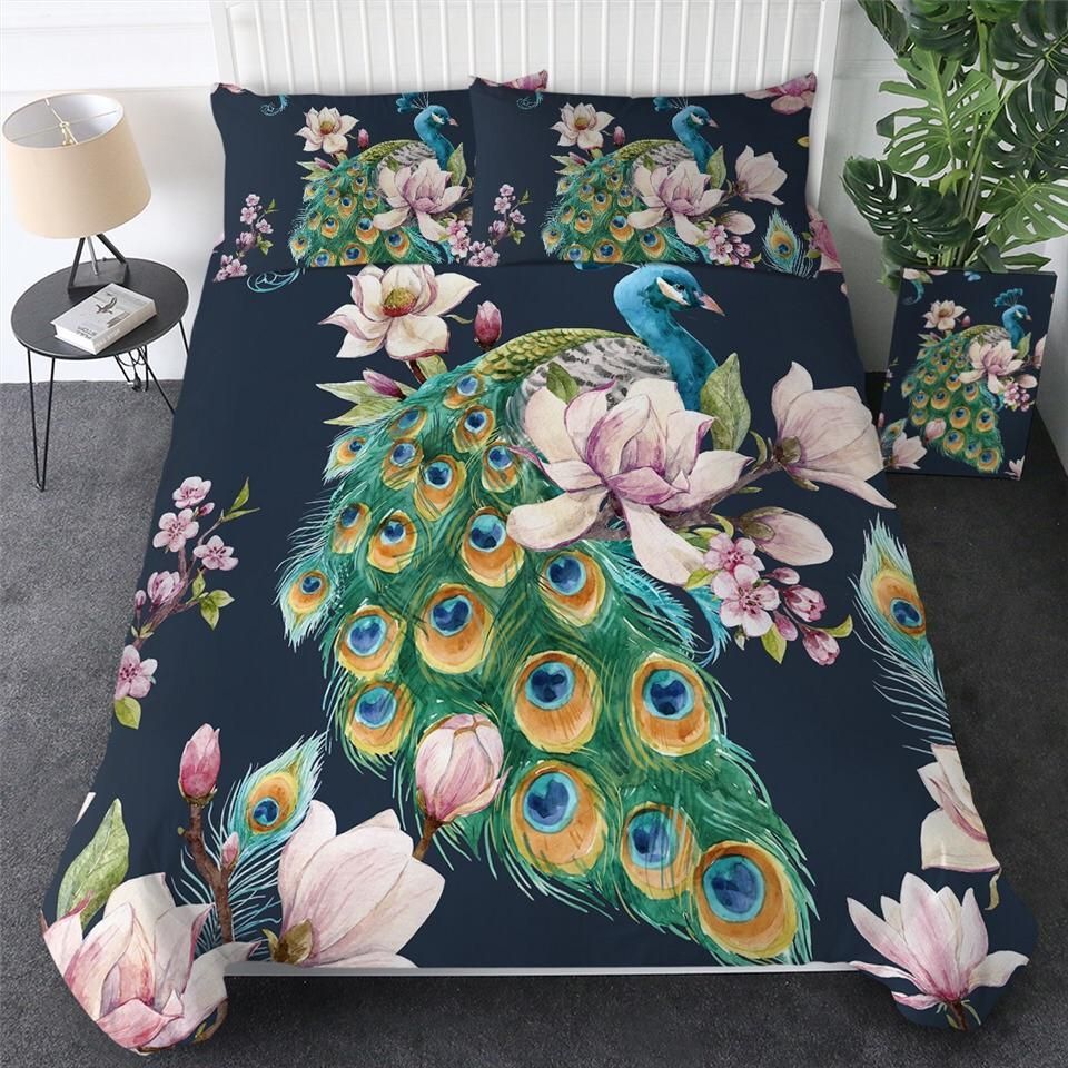 Peacock Amongst Flowers Bedding Set
