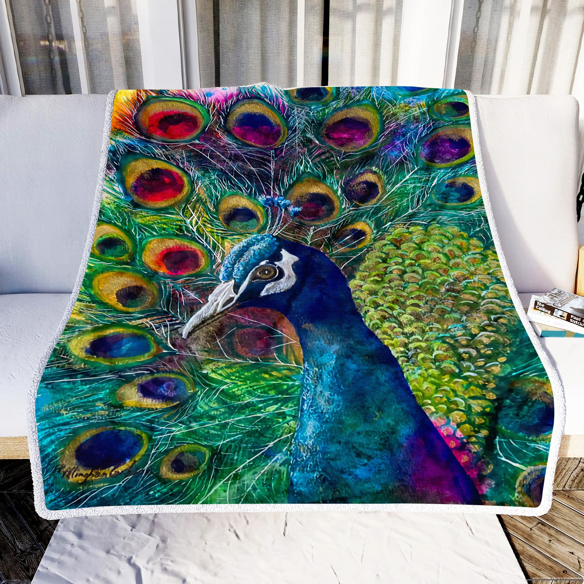 Peacock Art Color Fleece Blanket