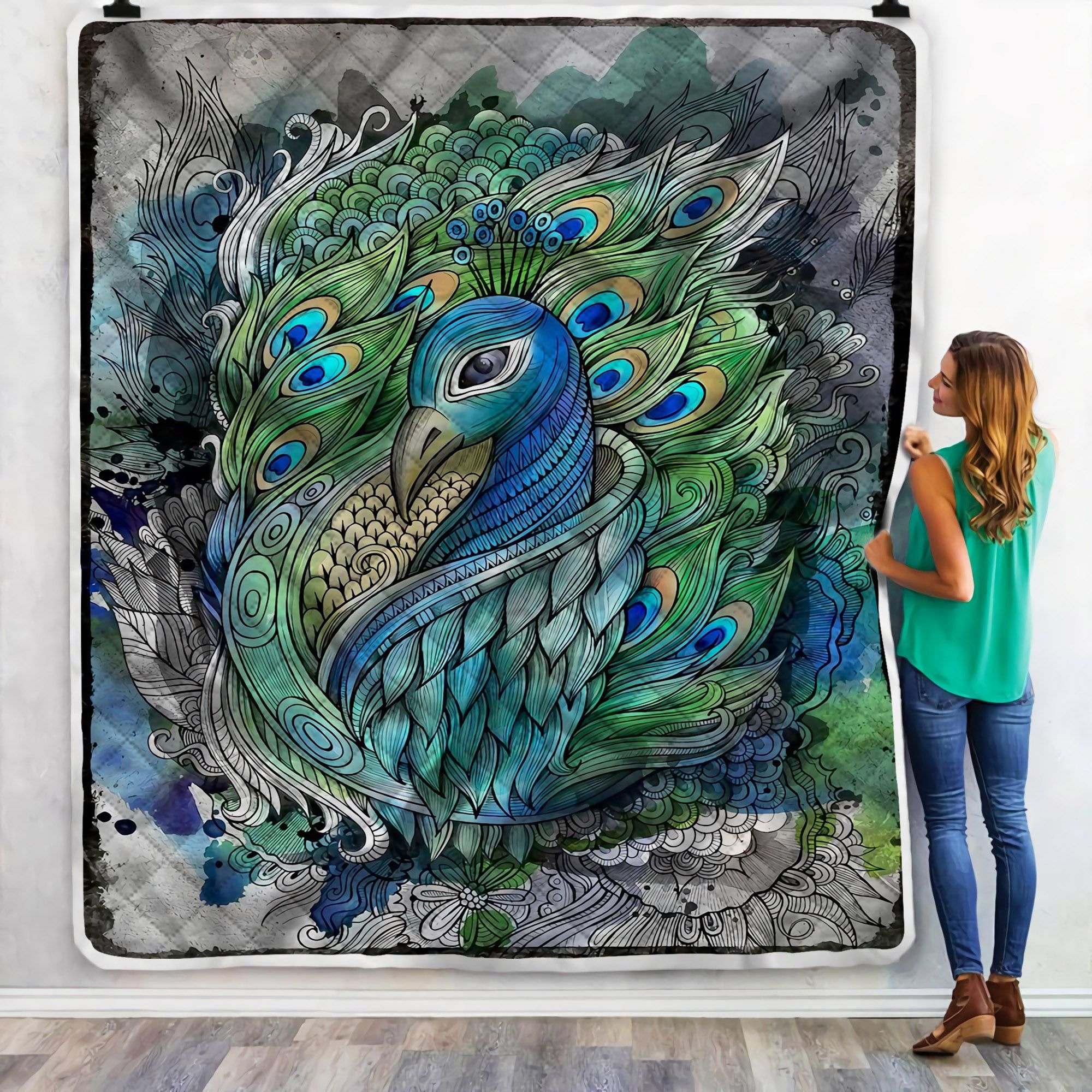Peacock Beautiful Art Sherpa Fleece Blanket