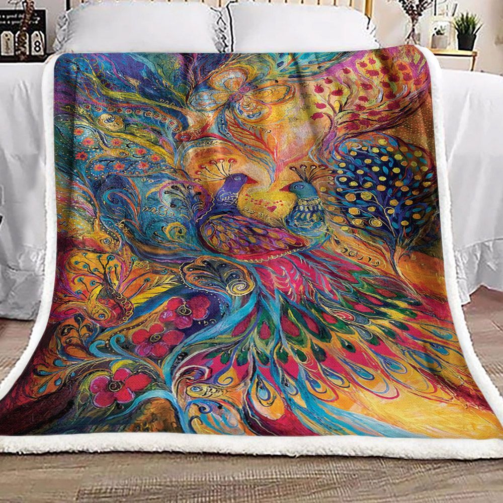 Peacock Butterfly Sherpa Fleece Blanket