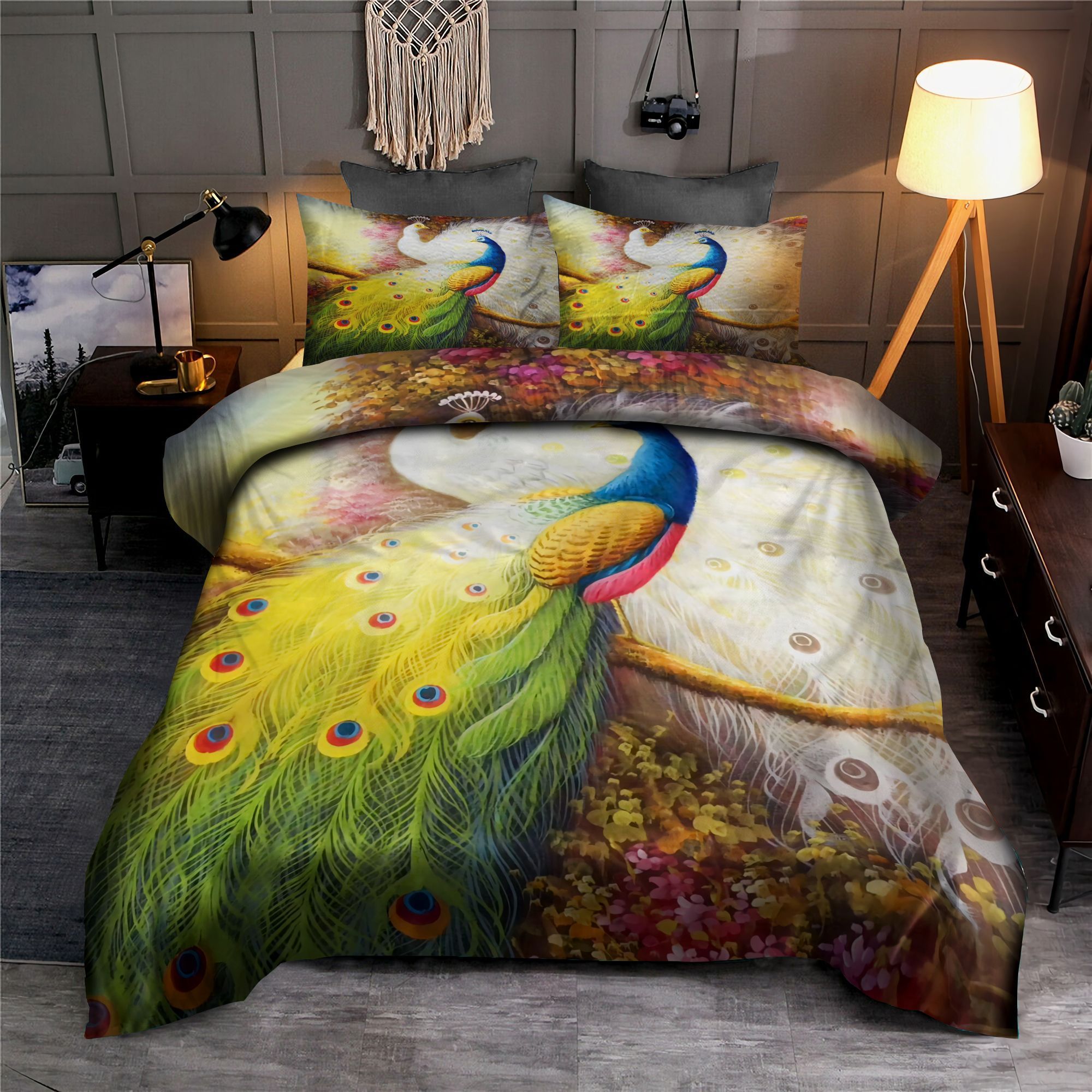 Peacock Couple Art Bedding Set