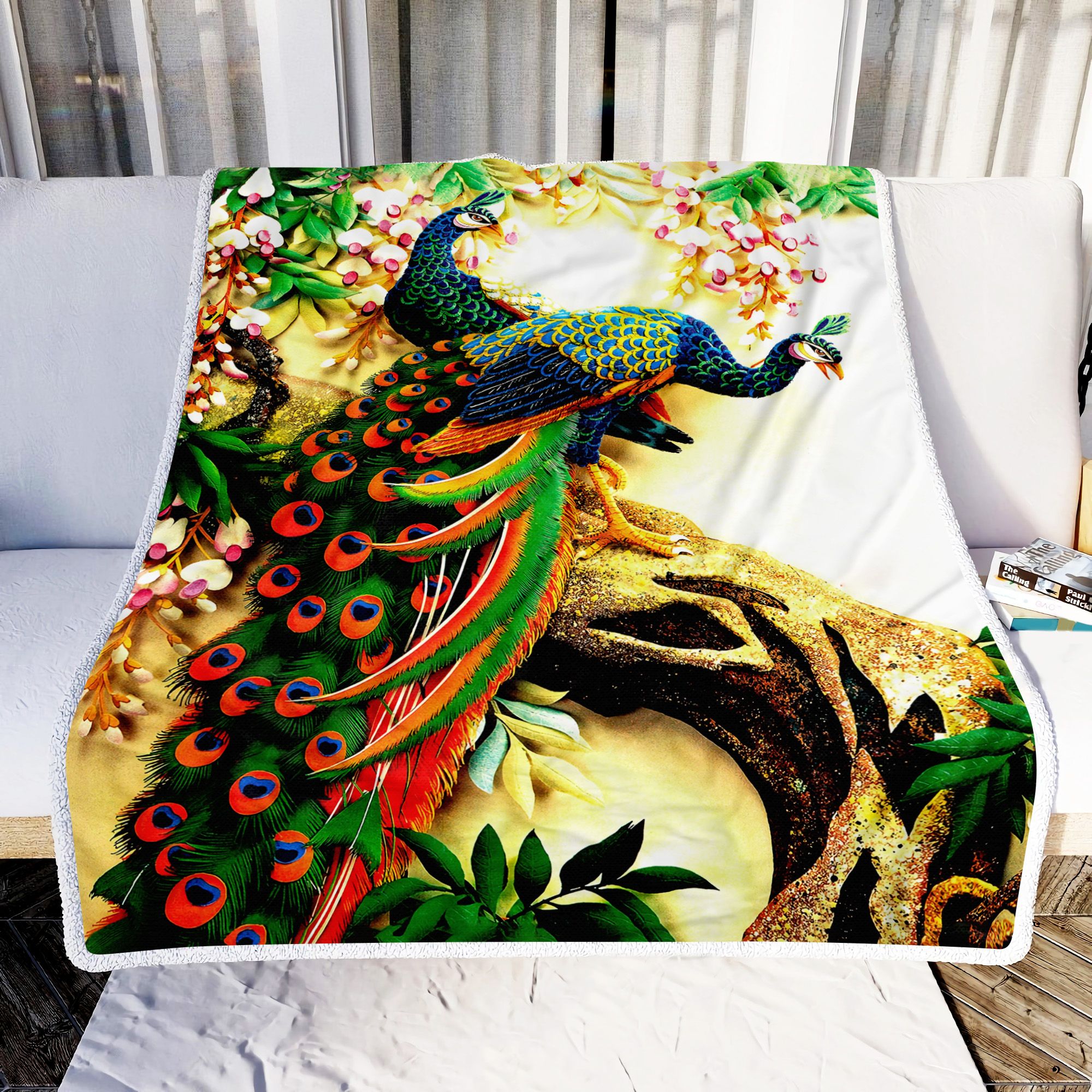 Peacock Couple Art Fleece Blanket