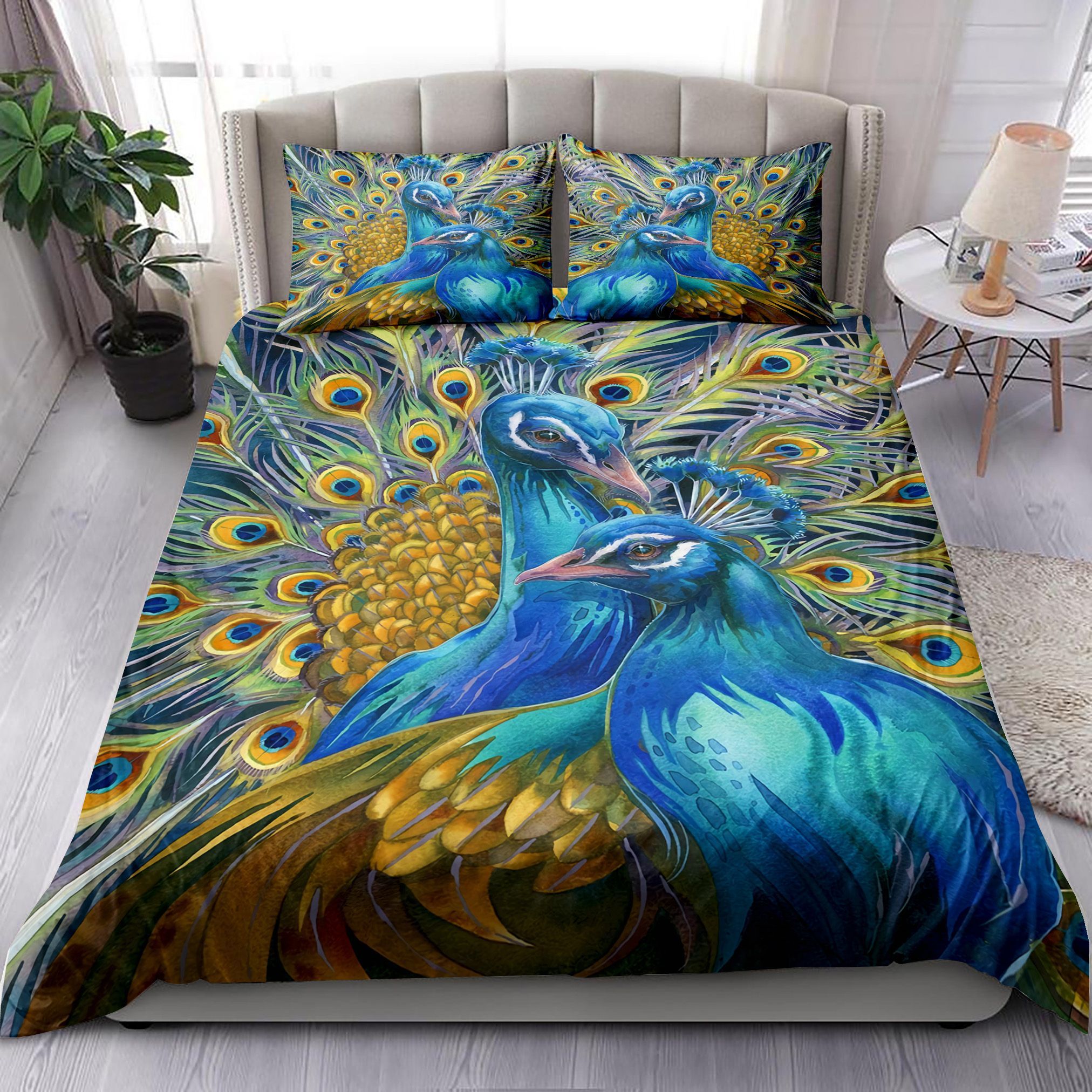 Peacock Couple Art Bedding Set