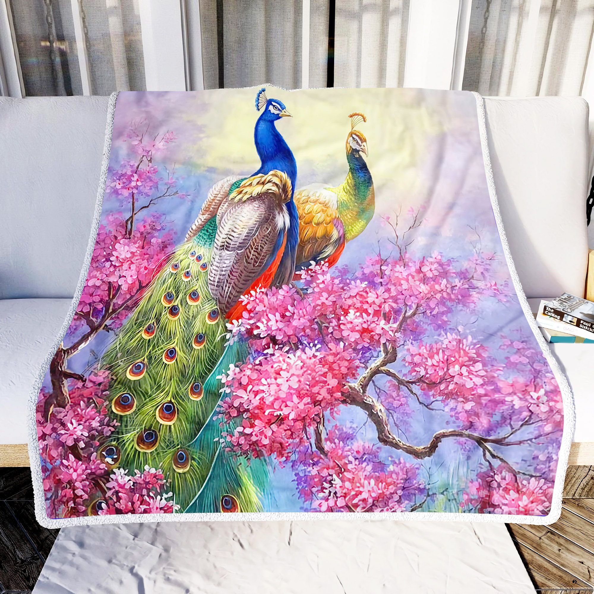 Peacock Couple In Love Fleece Blanket