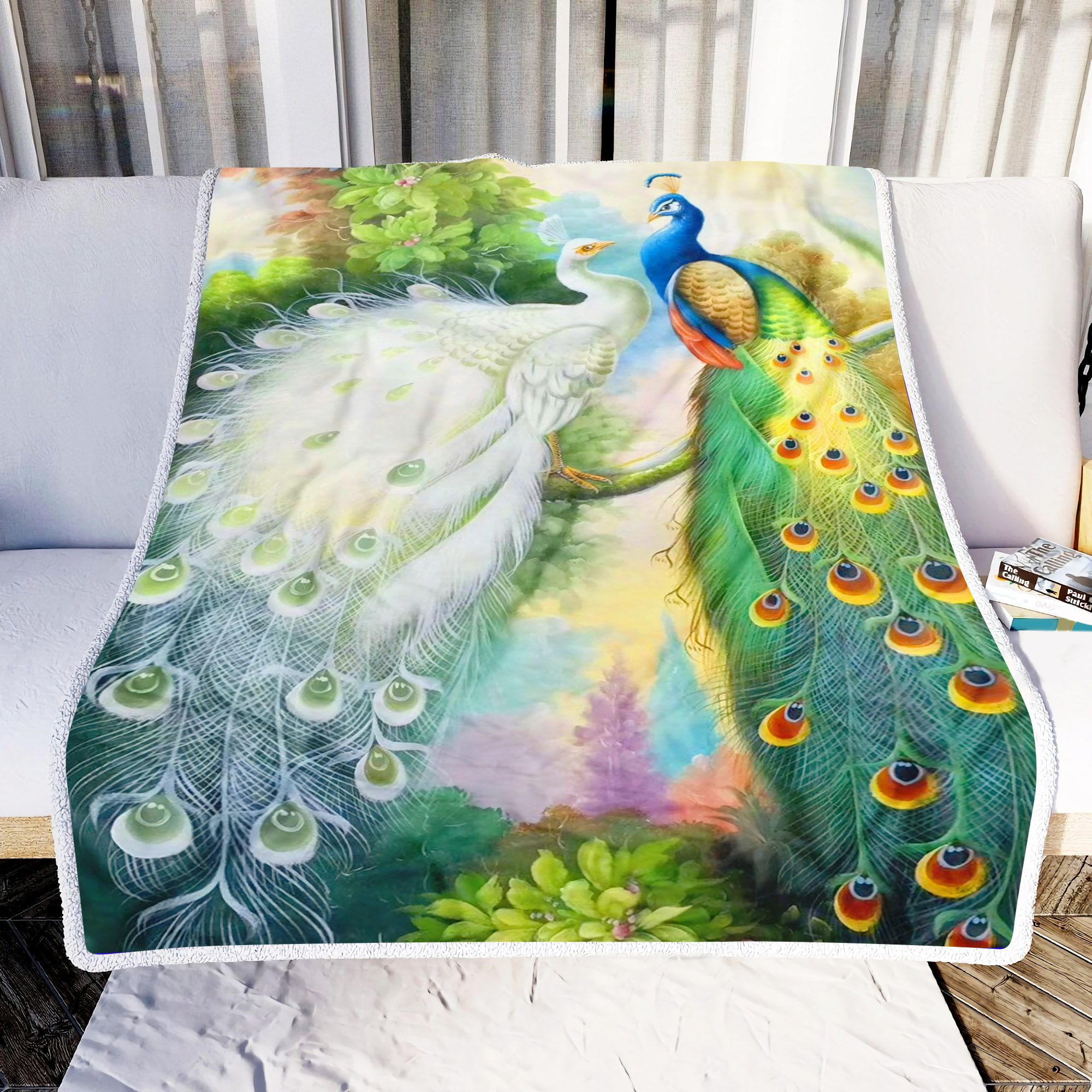 Peacock Couple Fleece Blanket