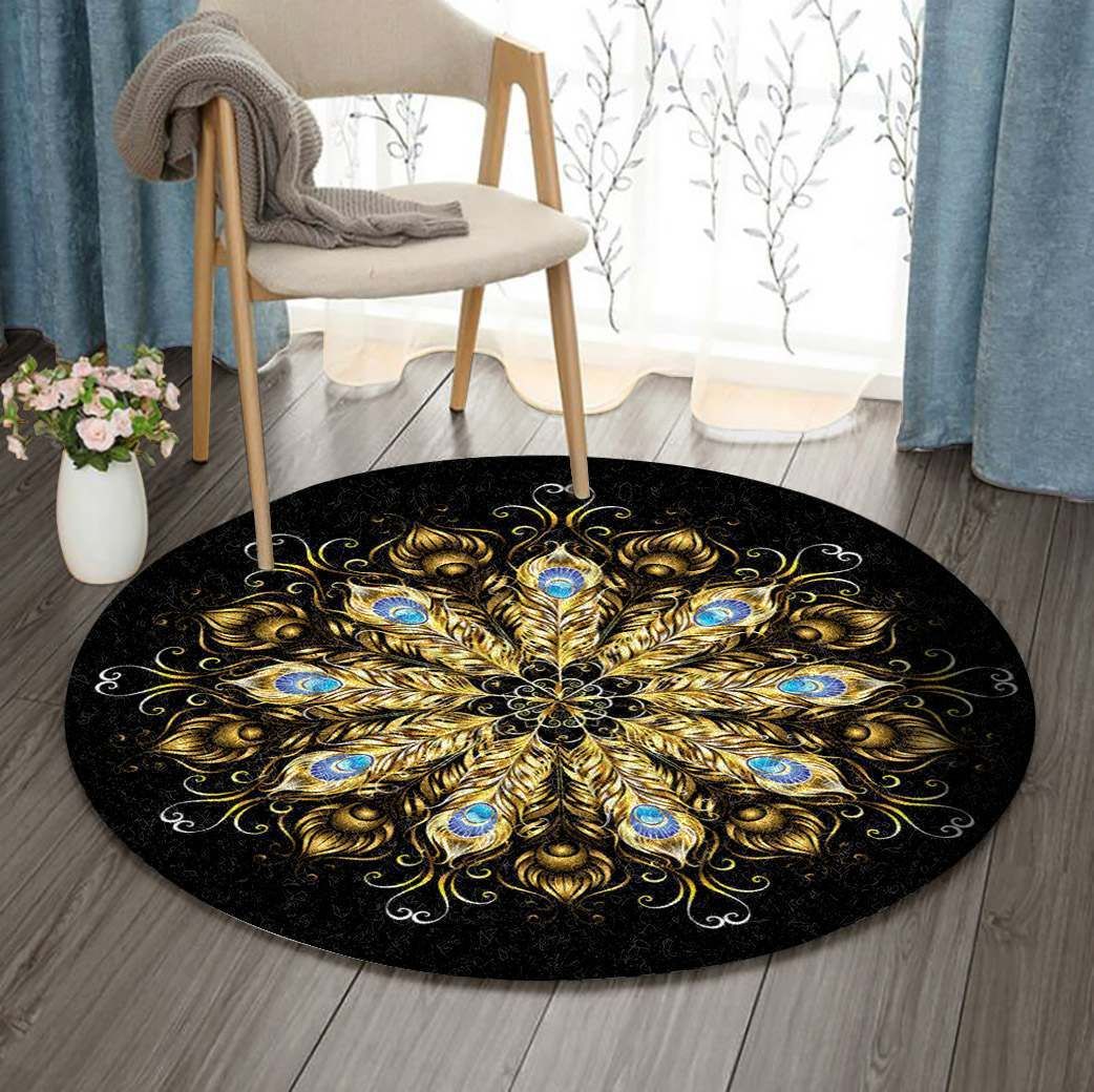 Peacock Feather Round Carpet