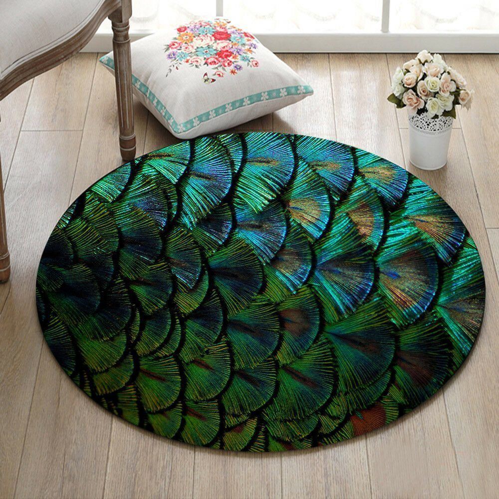 Peacock Feather Round Carpet