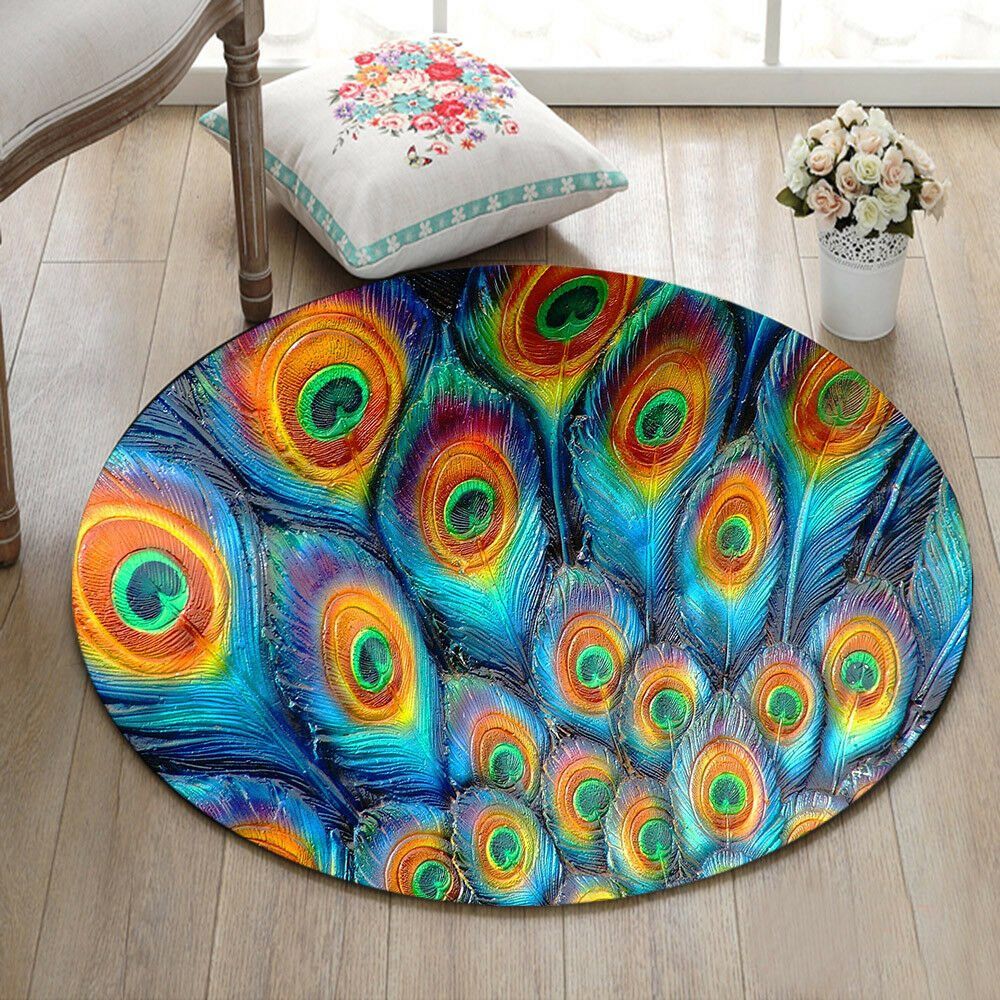 Peacock Feather Round Carpet
