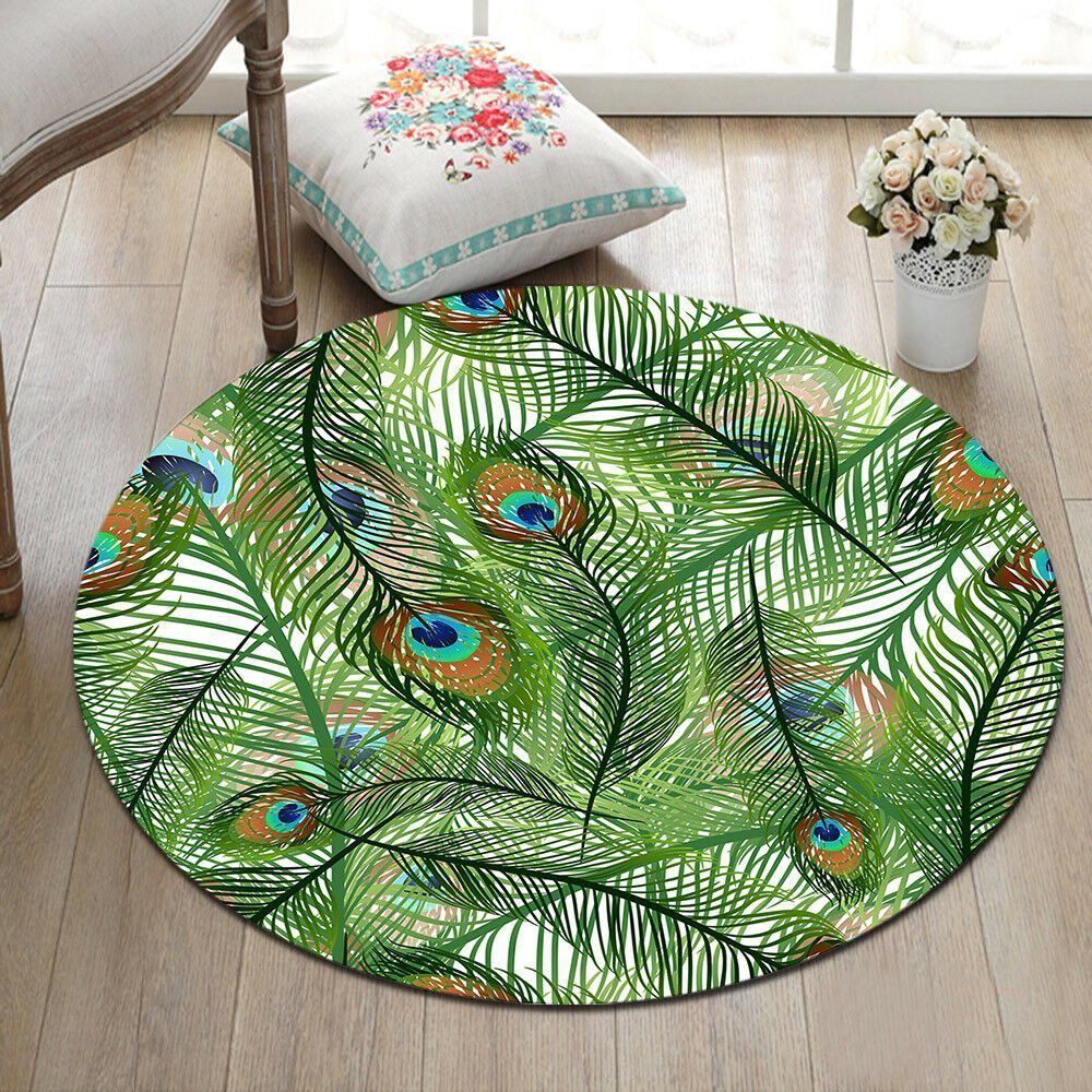 Peacock Feather Round Carpet