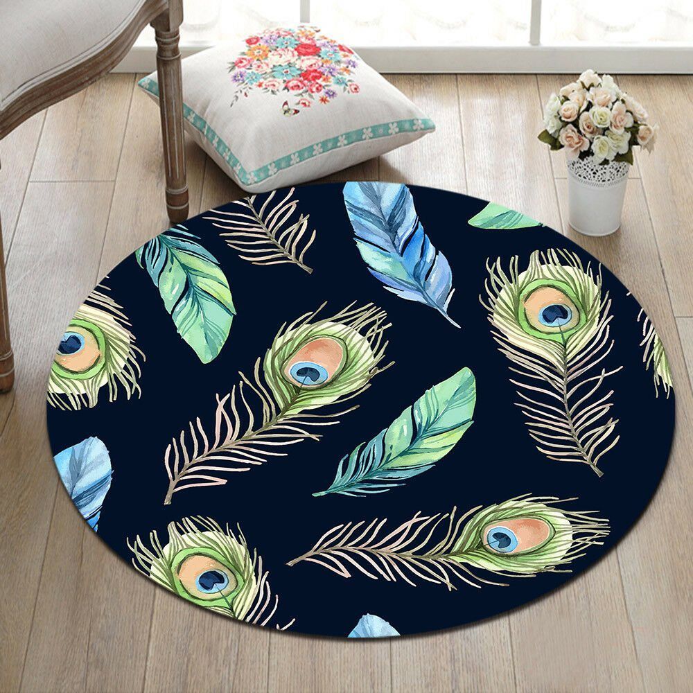 Peacock Feather Round Carpet