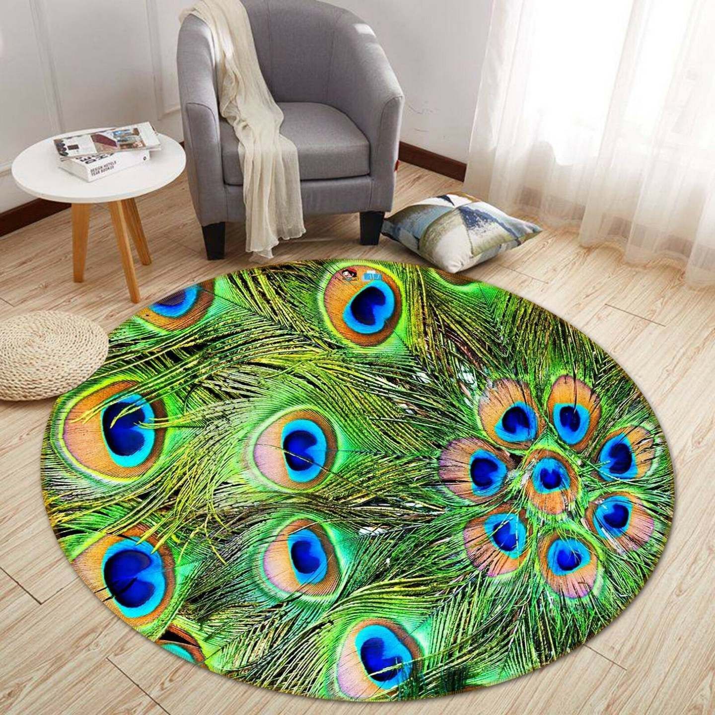 Peacock Feather Round Carpet