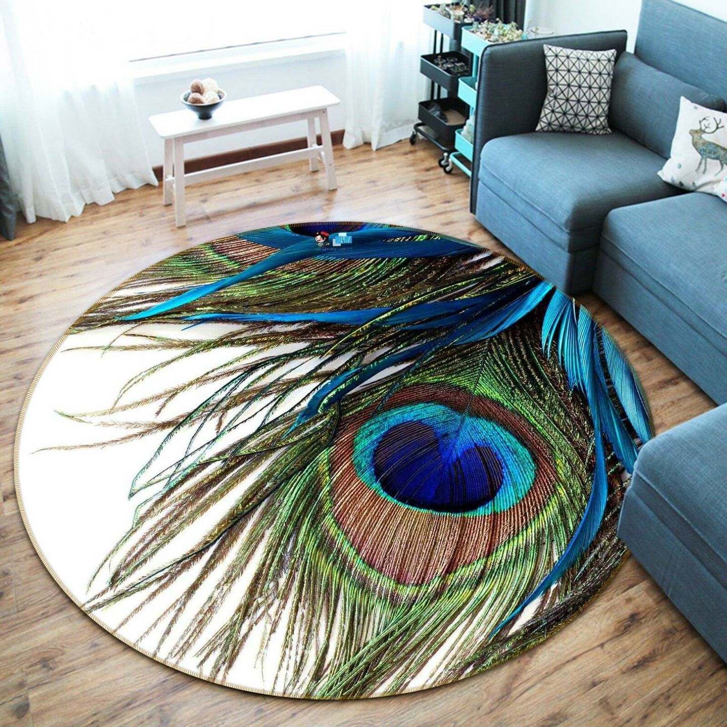 Peacock Feather Round Carpet