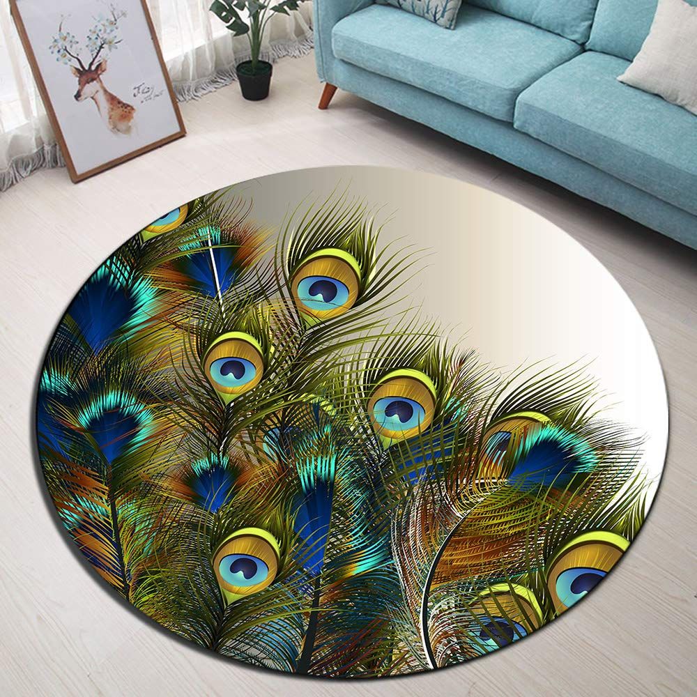 Peacock Feather Round Carpet