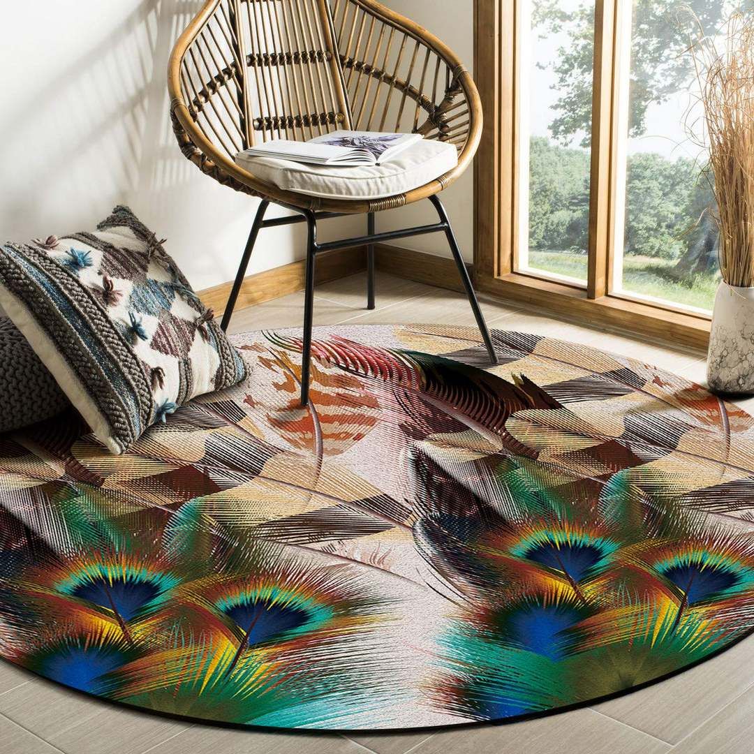 Peacock Feather Round Carpet