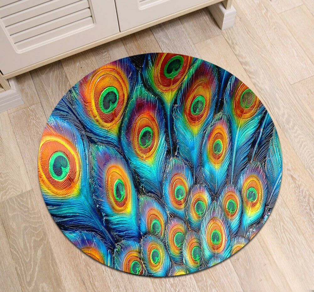 Peacock Feather Round Carpet