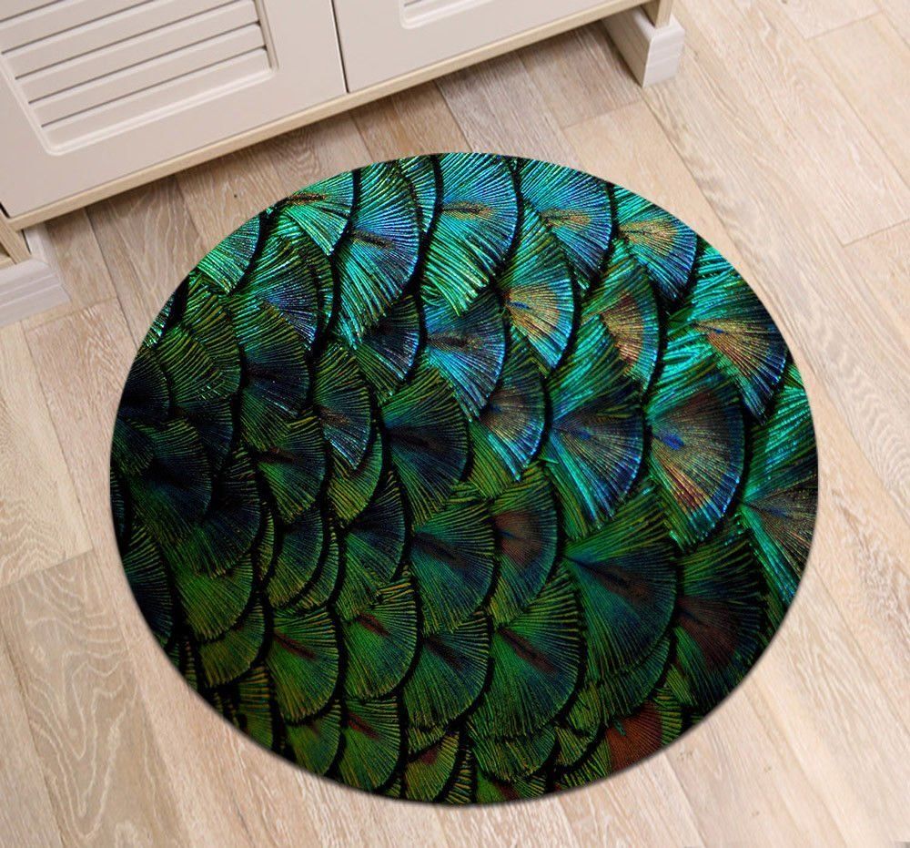 Peacock Feather Round Carpet