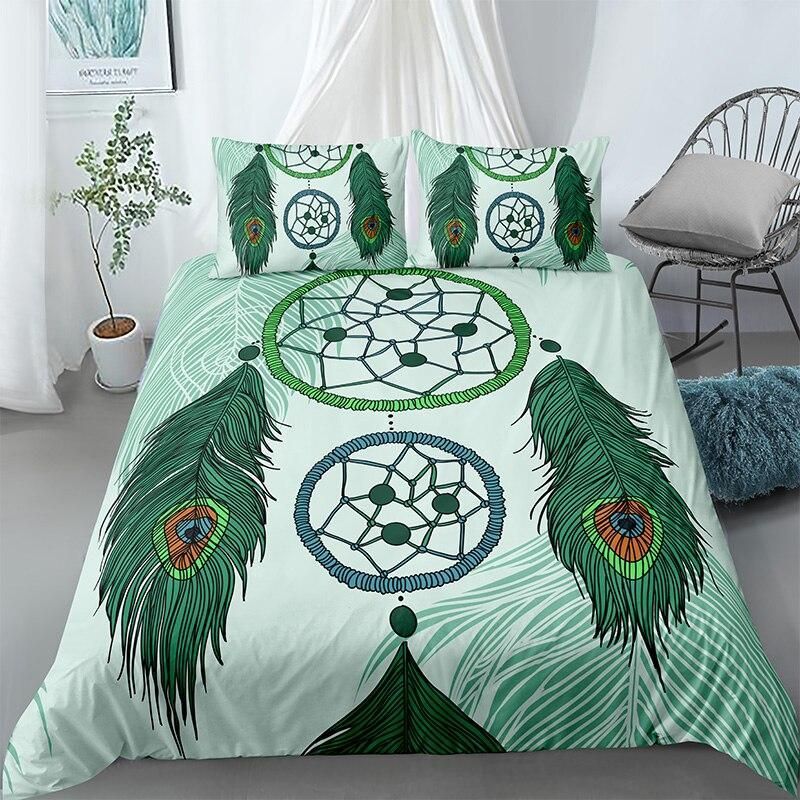 Peacock Feather Dreamcatcher Bedding Set