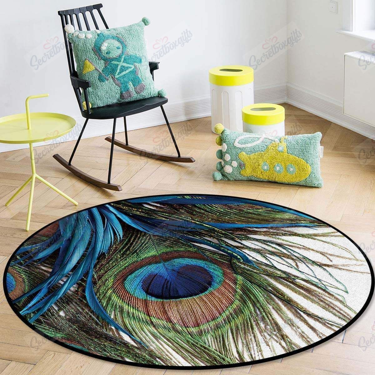 Peacock Feather Round Carpet