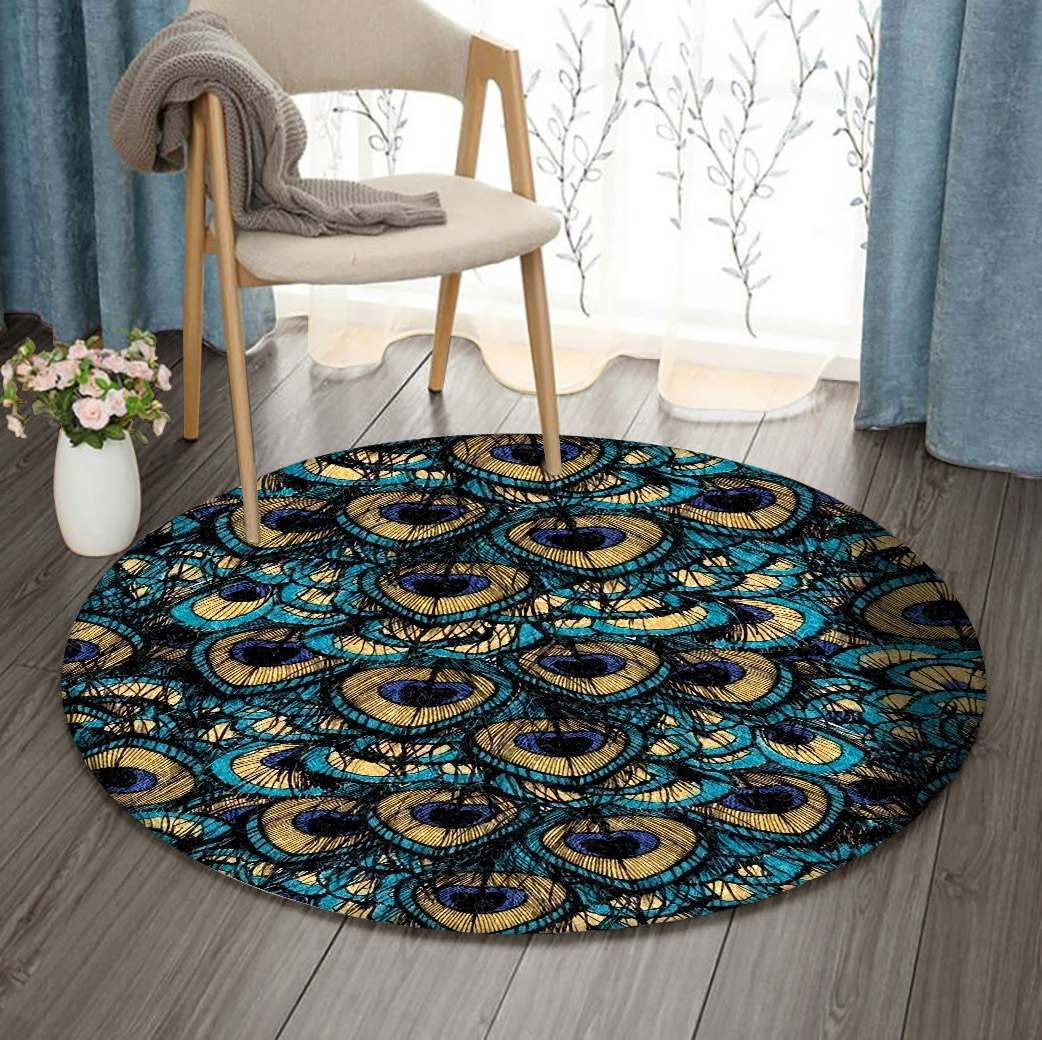 Peacock Feathers Round Carpet