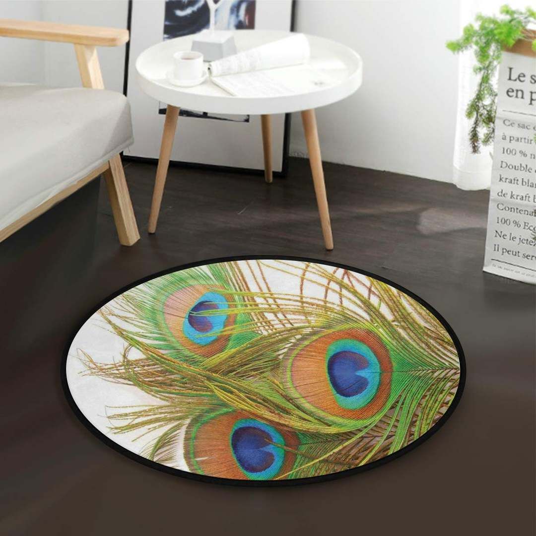 Peacock Feathers Round Carpet
