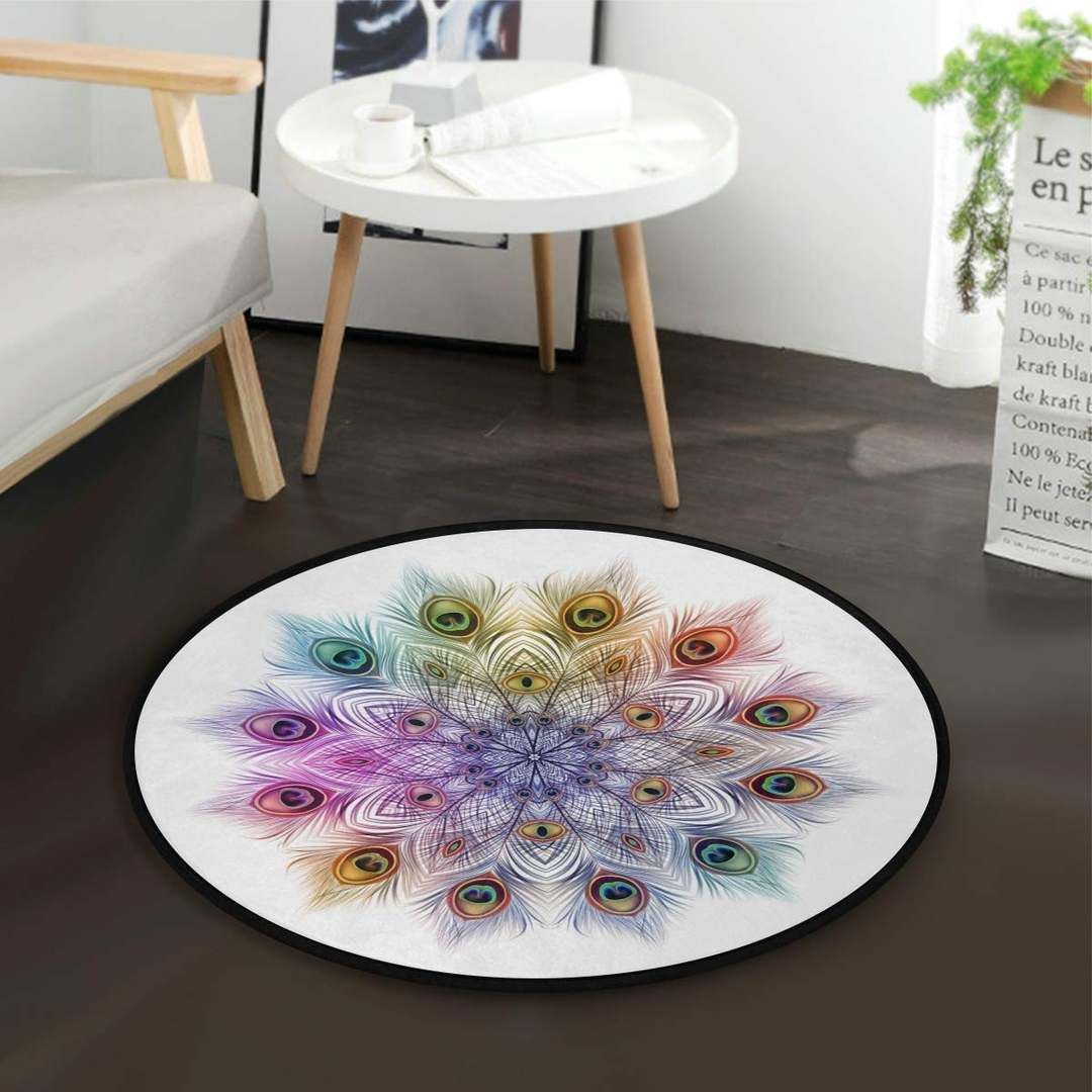 Peacock Feathers Round Carpet