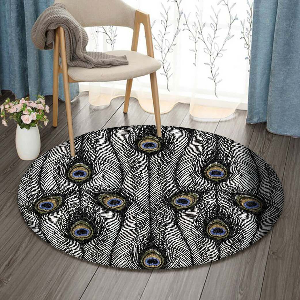Peacock Feathers Round Carpet