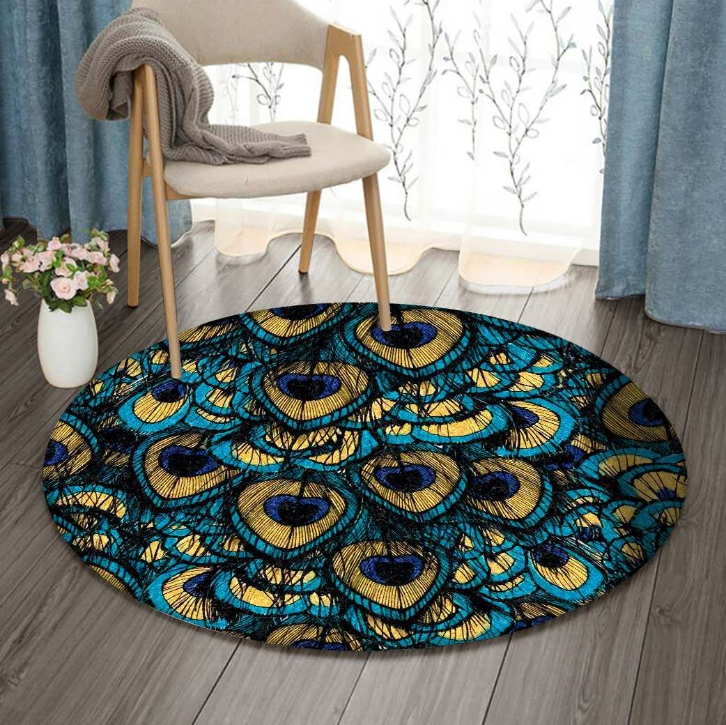 Peacock Feathers Round Carpet