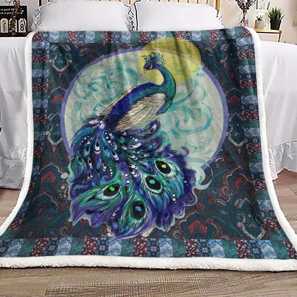 Peacock Sherpa Fleece Blanket