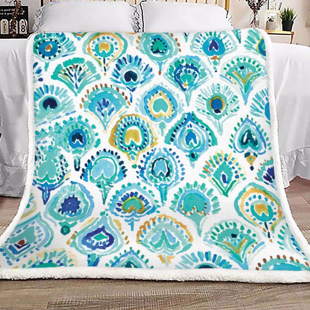 Peacock Mermaid Sherpa Fleece Blanket