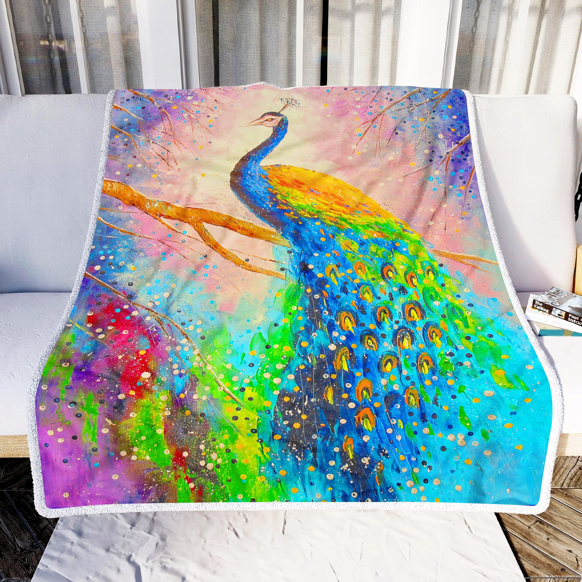 Peacock Painting Fleece Blanket