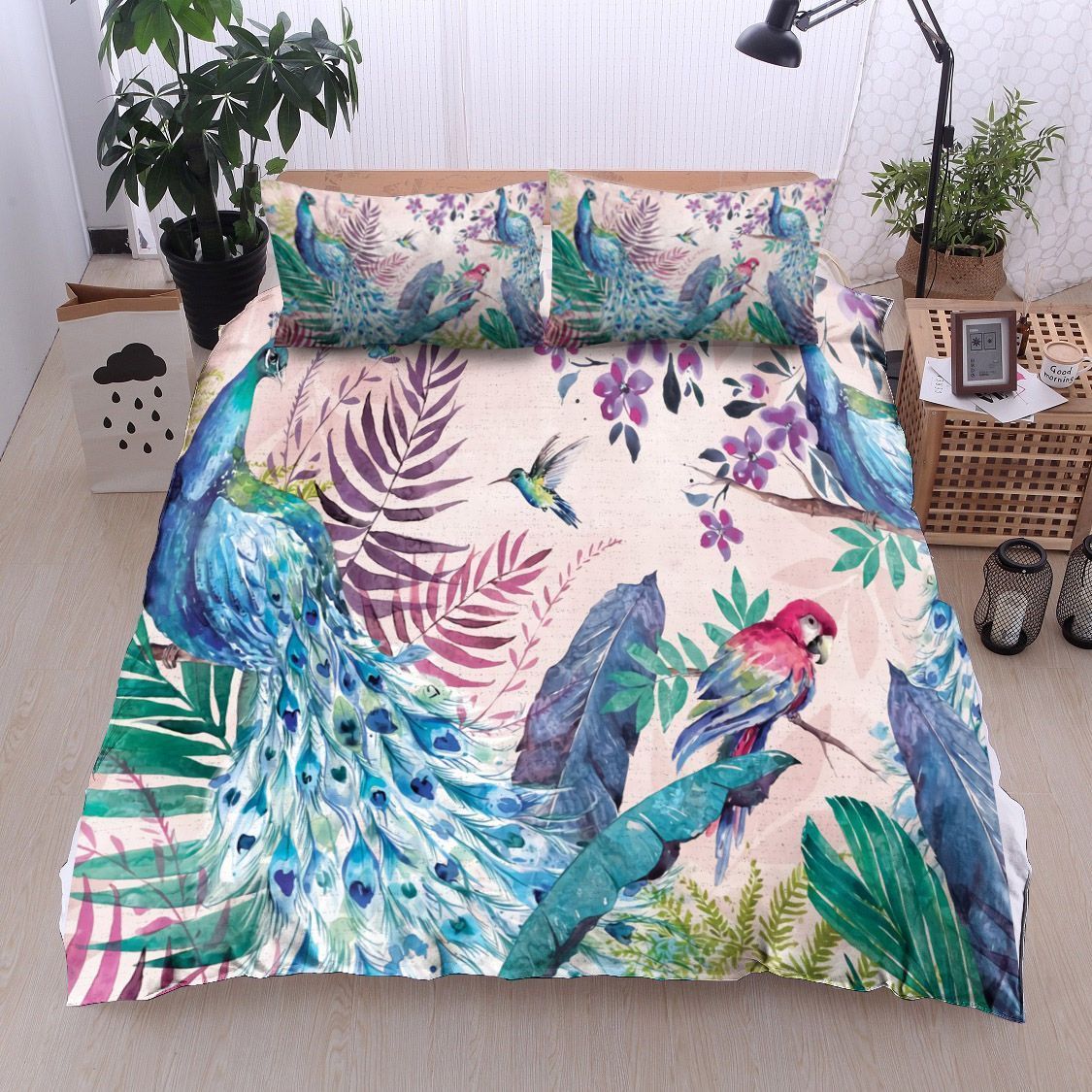 Peacock Parrot And Butterfly Bedding Set