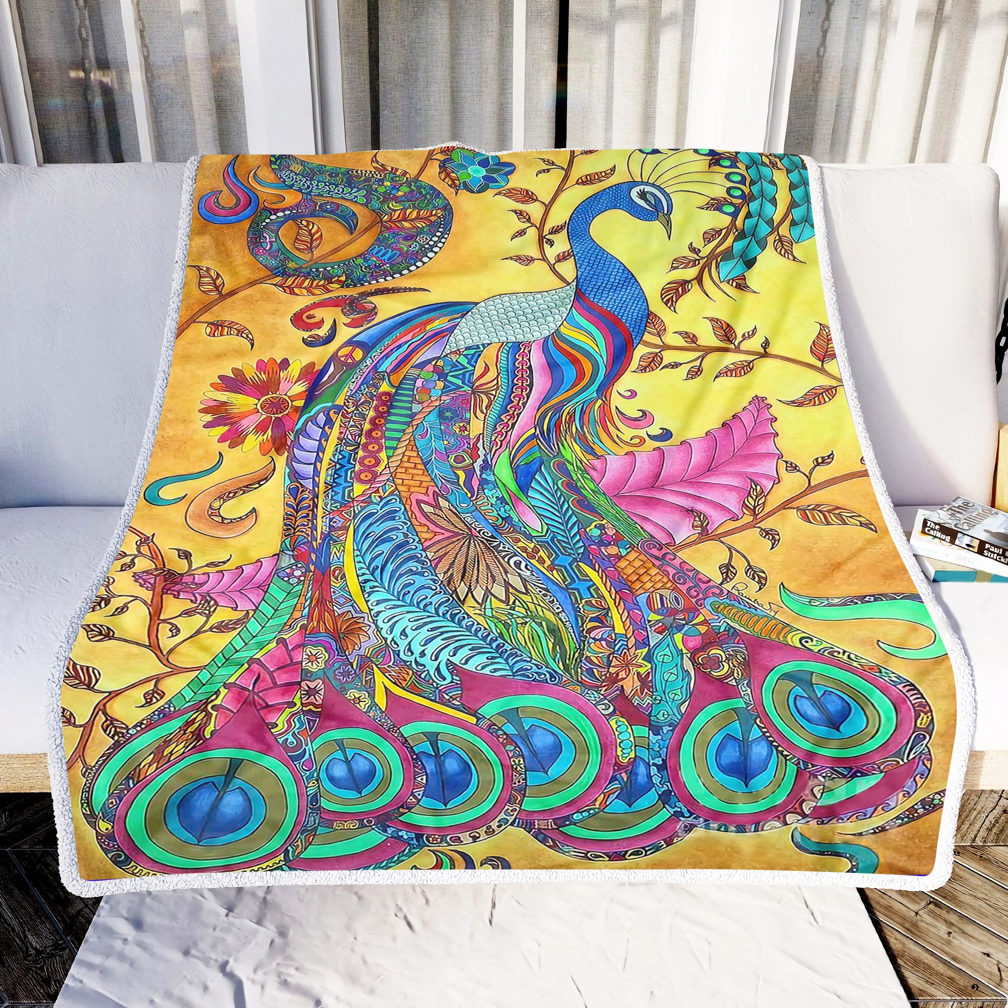 Peacock Picture Fleece Blanket
