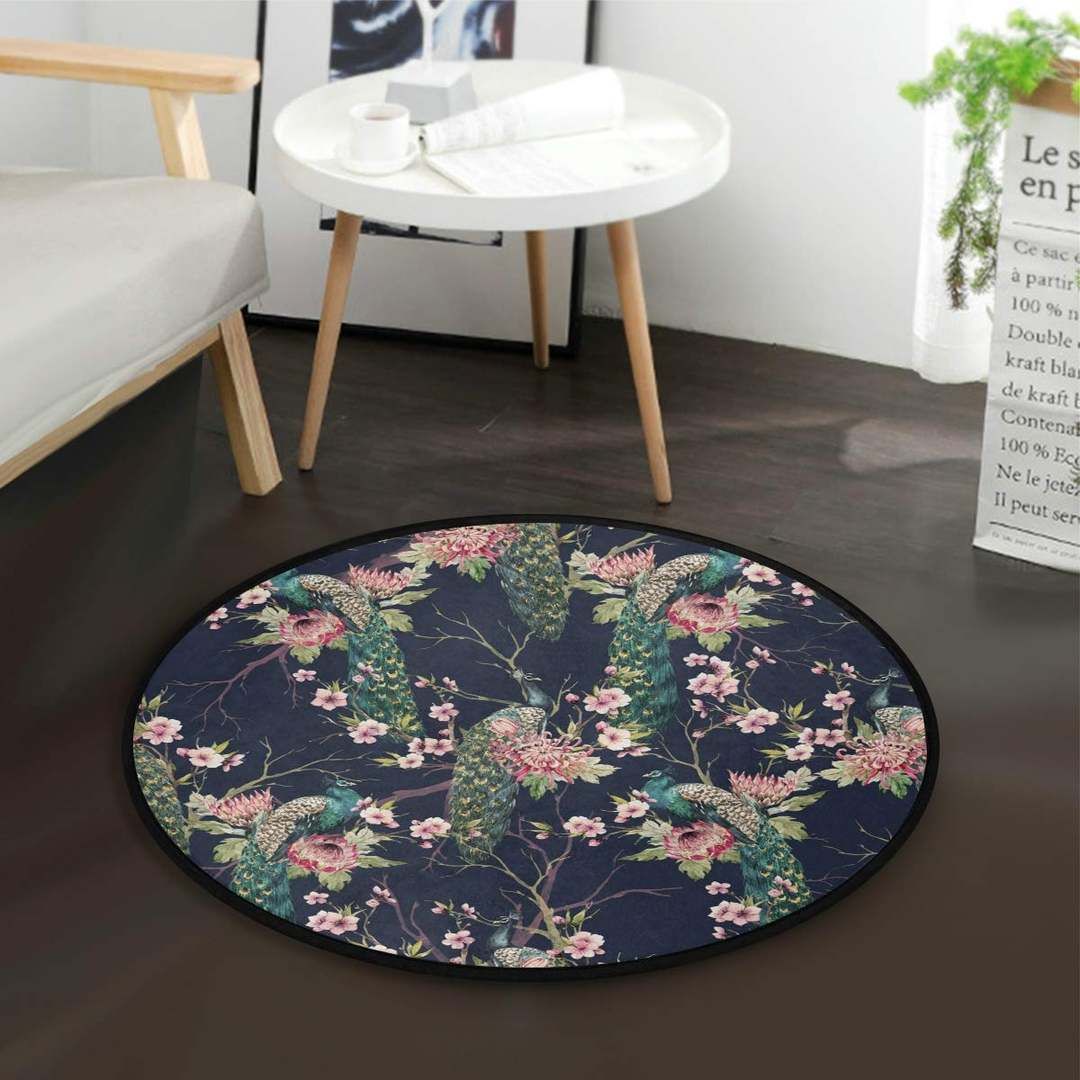 Peacocks Round Carpet
