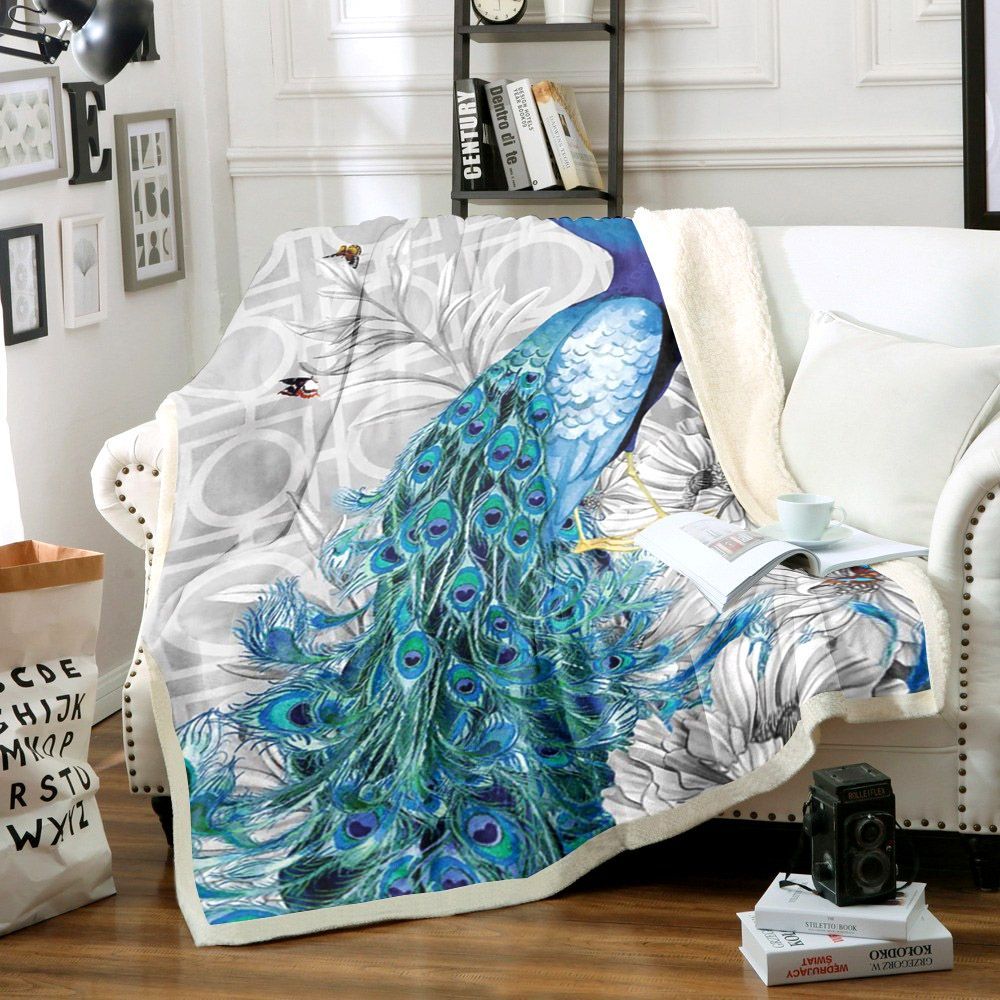Peafowl Sherpa Fleece Blanket