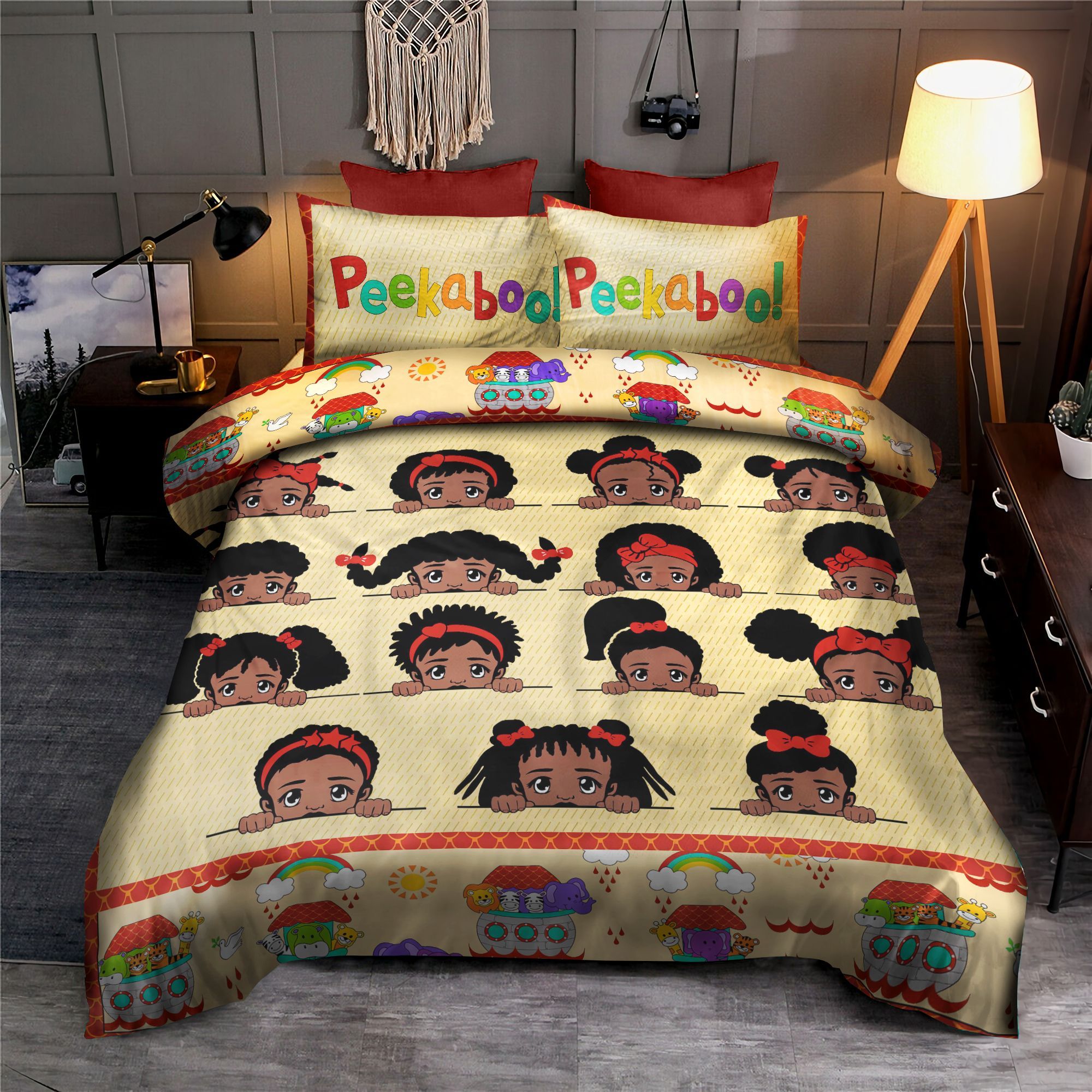 Peek A Boo Black Girl Bedding Set