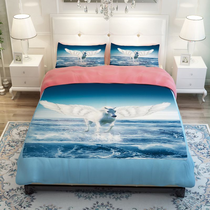 Pegasus Horse Flying Over The Sea Bedding Set